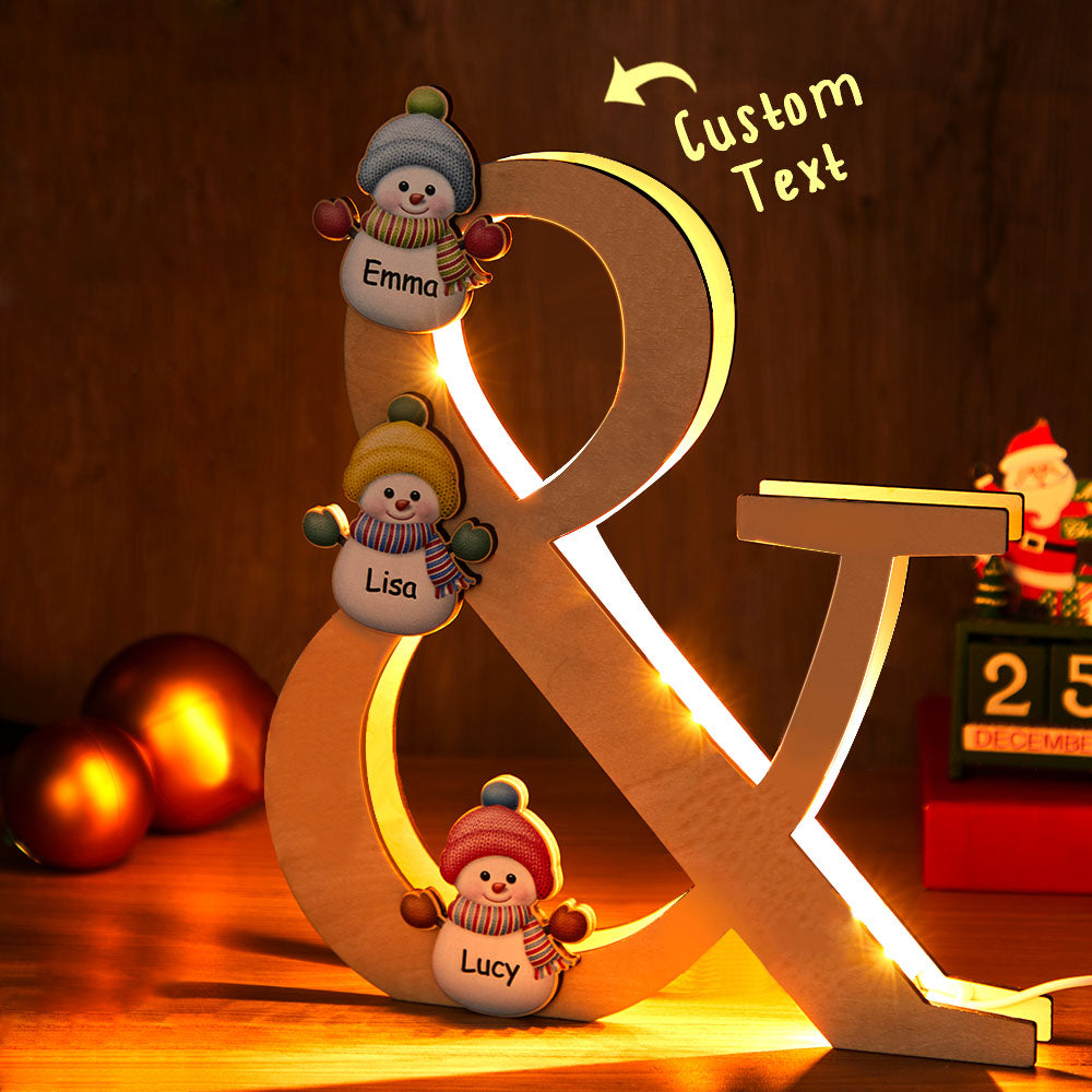Snowman Wooden Frame Lamp