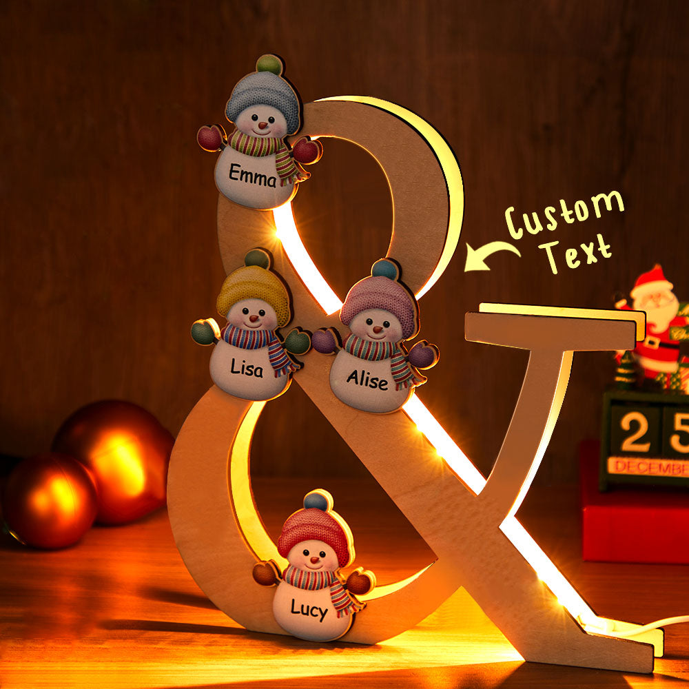 Snowman Wooden Frame Lamp