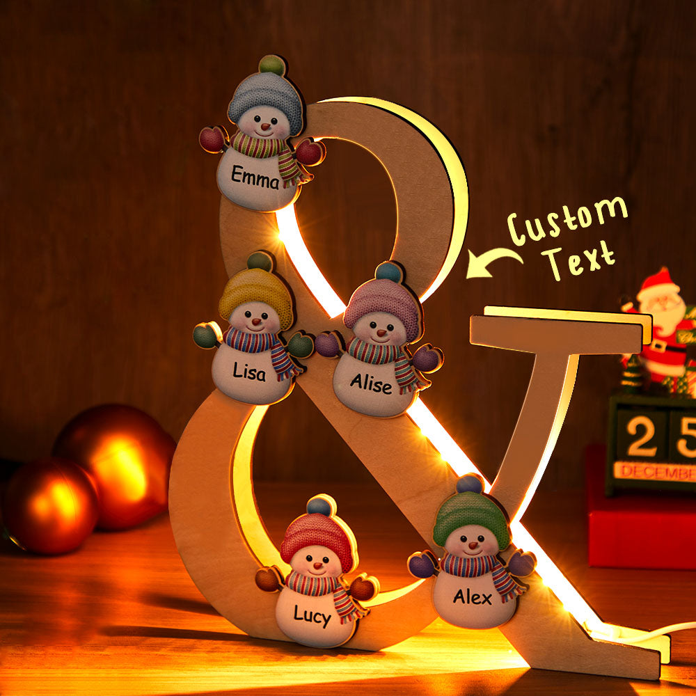 Snowman Wooden Frame Lamp