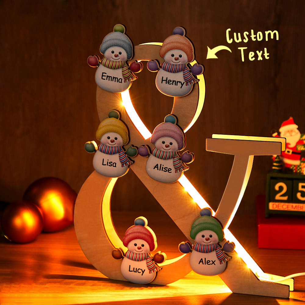 Snowman Wooden Frame Lamp