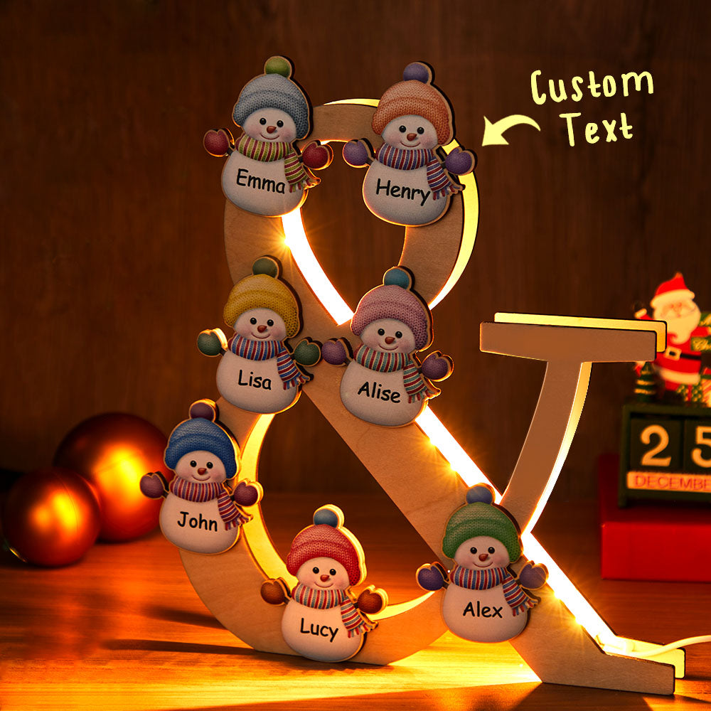 Snowman Wooden Frame Lamp
