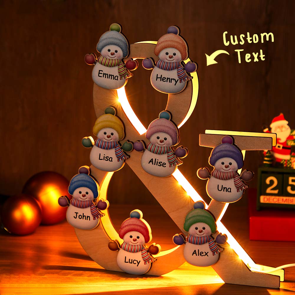 Snowman Wooden Frame Lamp