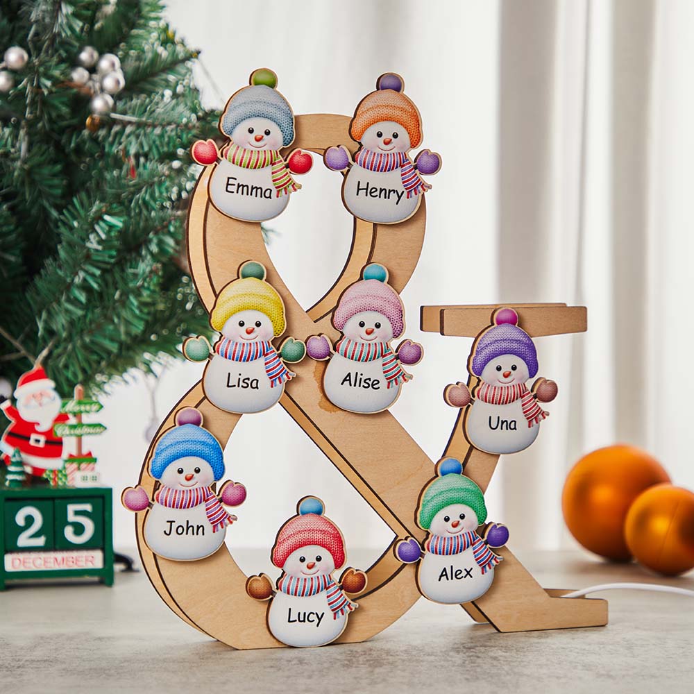 Snowman Wooden Frame Lamp