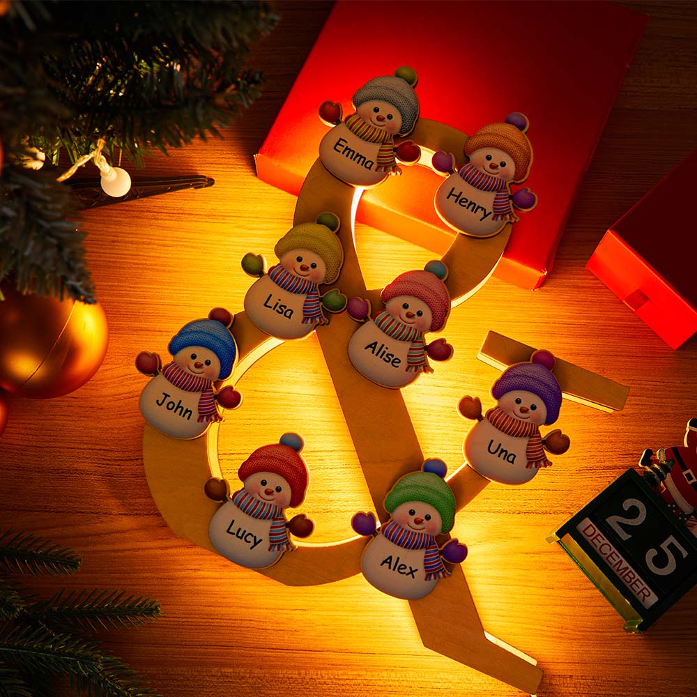 Snowman Wooden Frame Lamp
