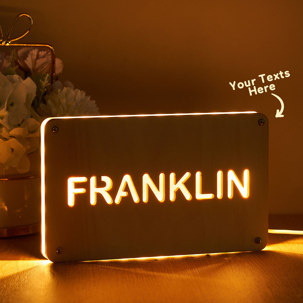 Text Name Wooden Frame Lamp
