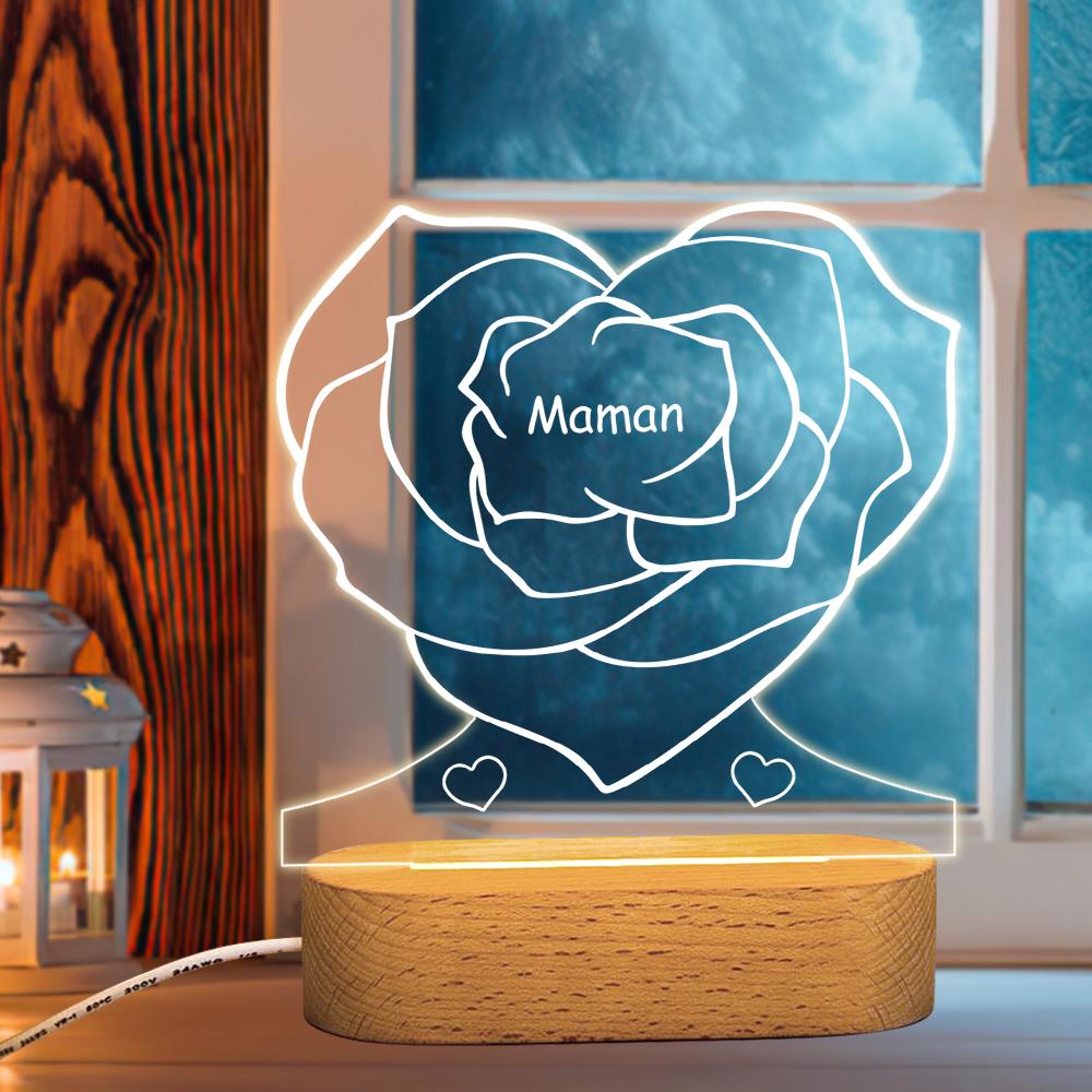 Rose Heart Acrylic Night Light