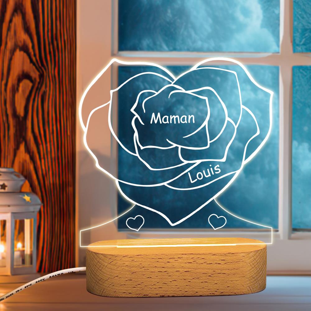 Rose Heart Acrylic Night Light