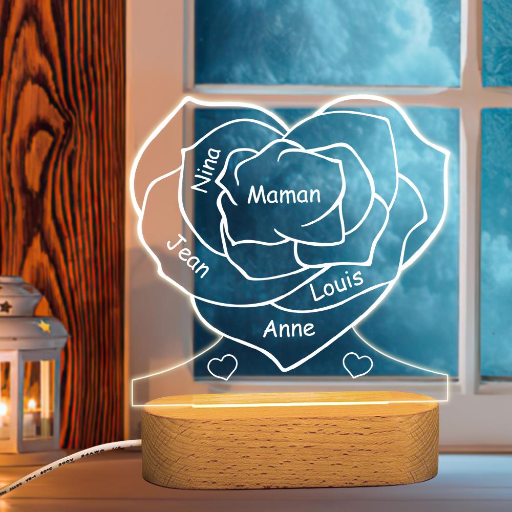 Rose Heart Acrylic Night Light