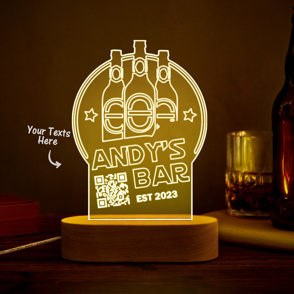 QR Wine Bottle Acrylic QR Lamp