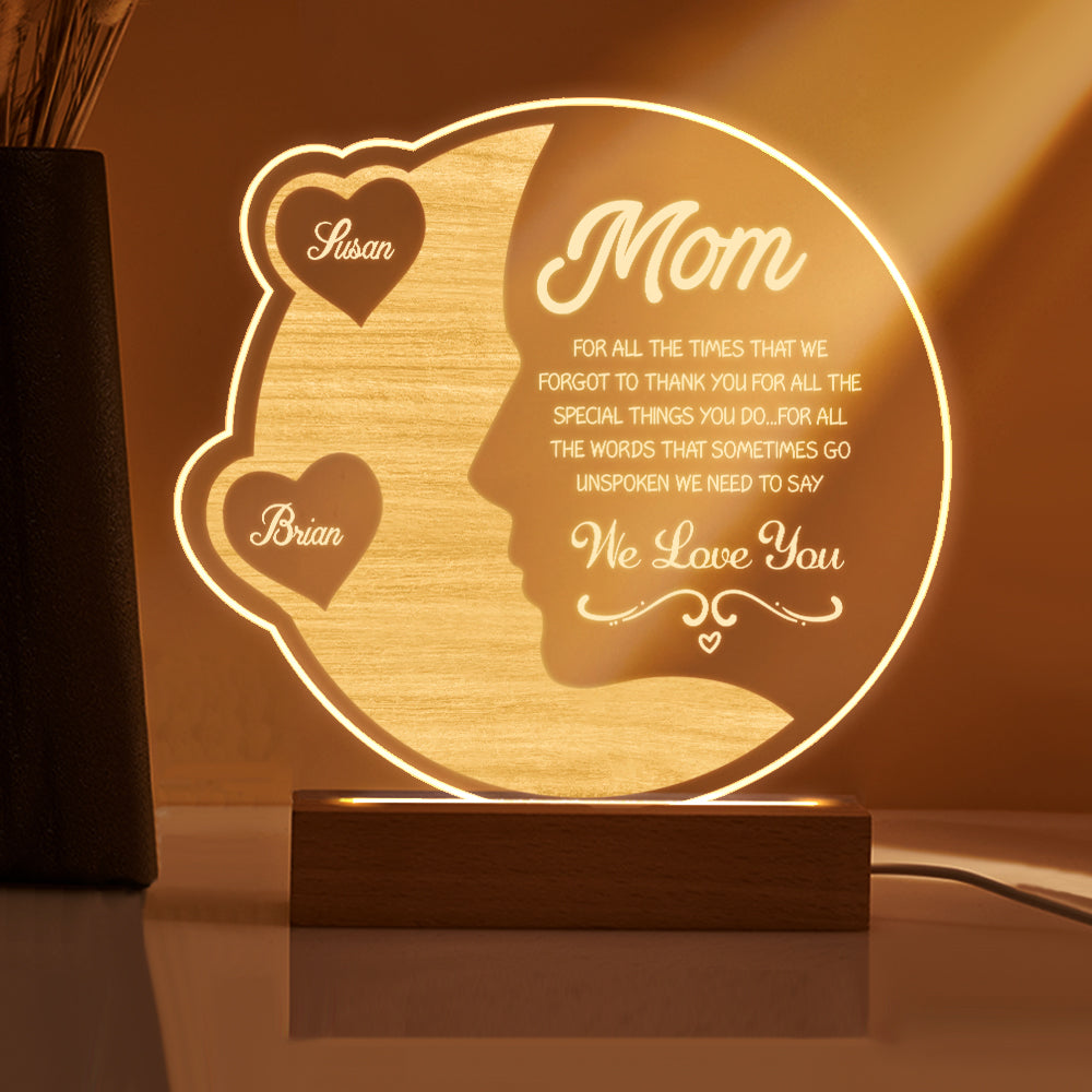 Crescent Moon Wooden Frame Lamp