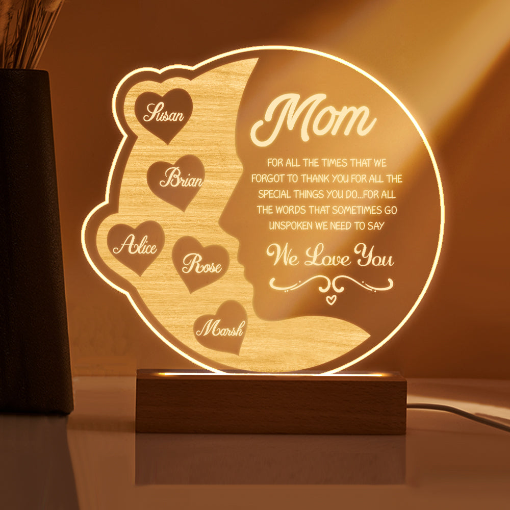 Crescent Moon Wooden Frame Lamp