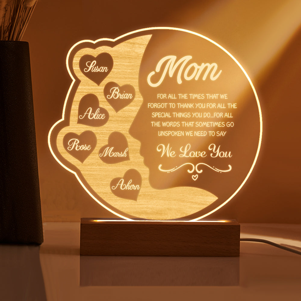 Crescent Moon Wooden Frame Lamp