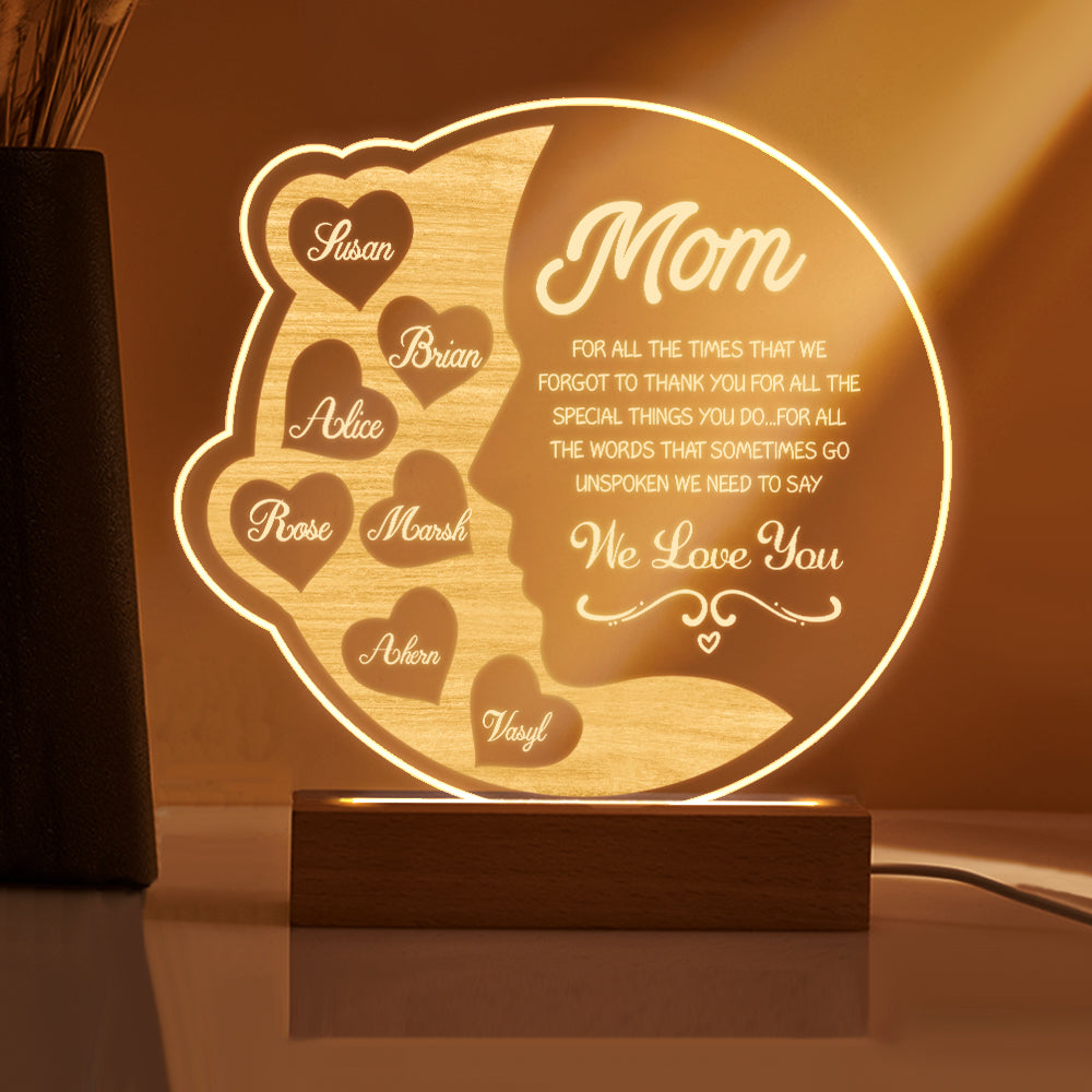 Crescent Moon Wooden Frame Lamp