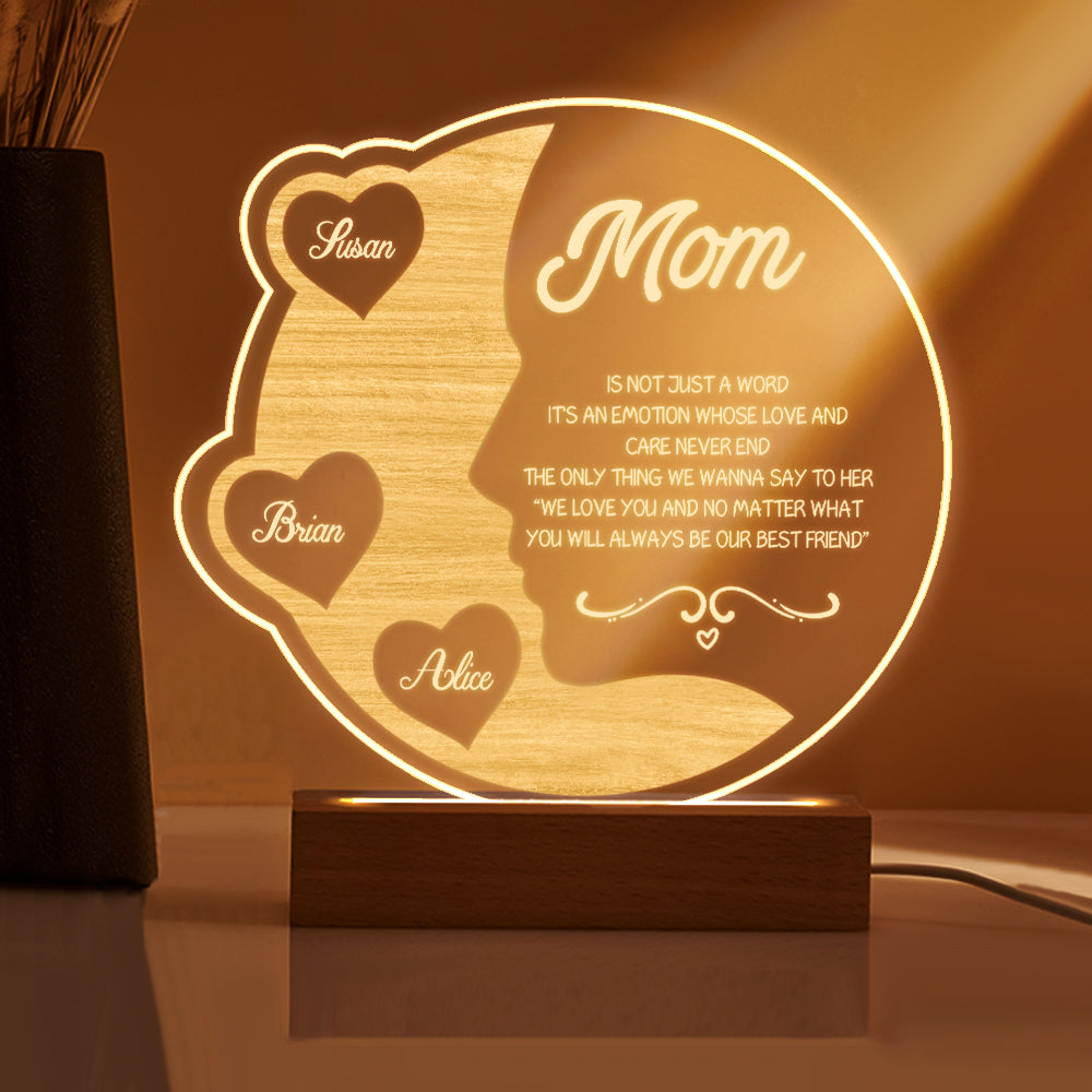 Crescent Moon Wooden Frame Lamp
