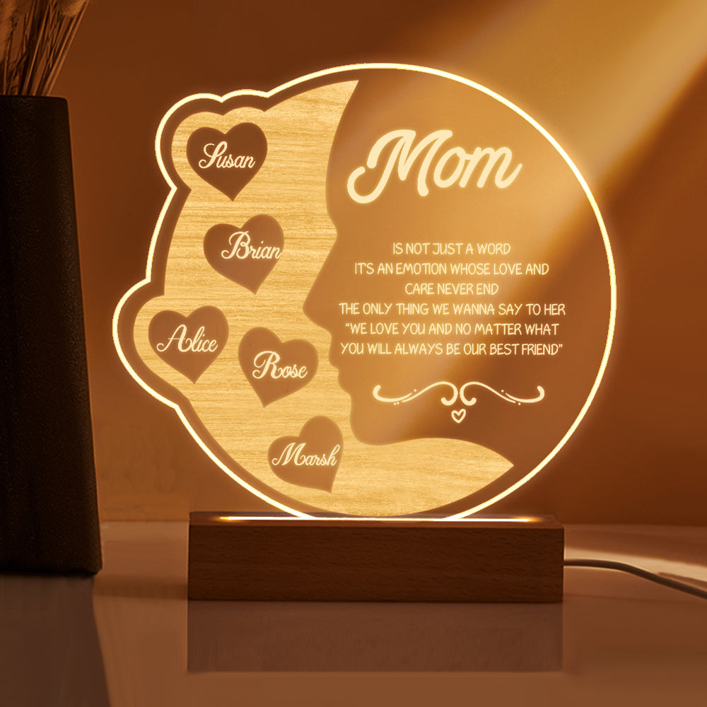 Crescent Moon Wooden Frame Lamp