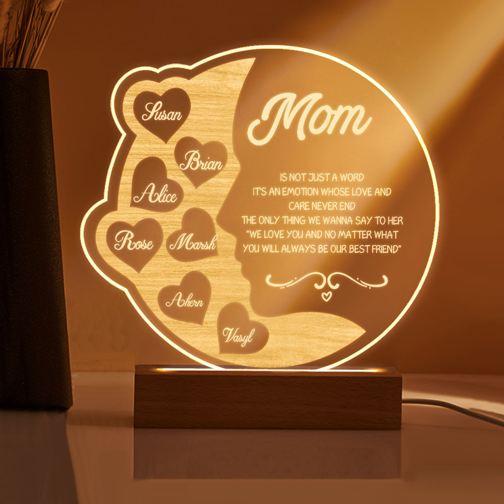 Crescent Moon Wooden Frame Lamp