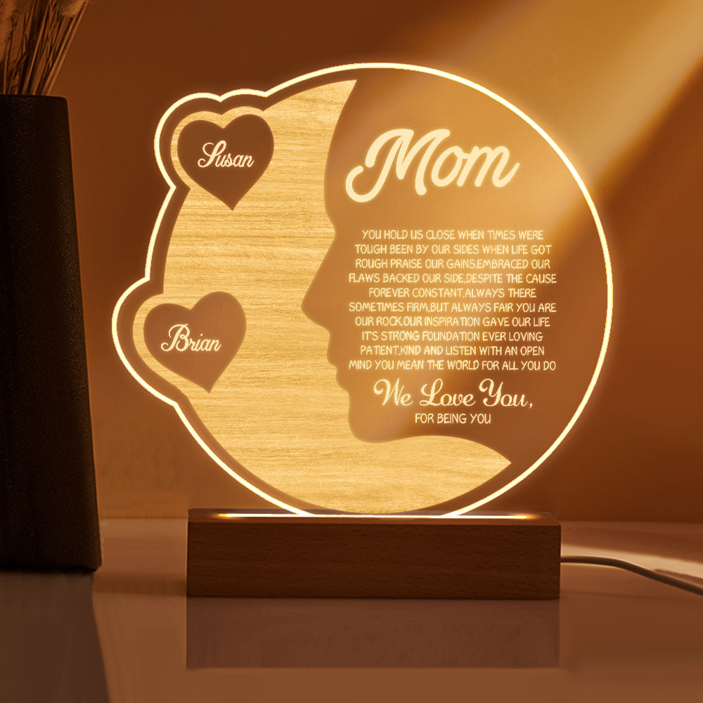 Crescent Moon Wooden Frame Lamp