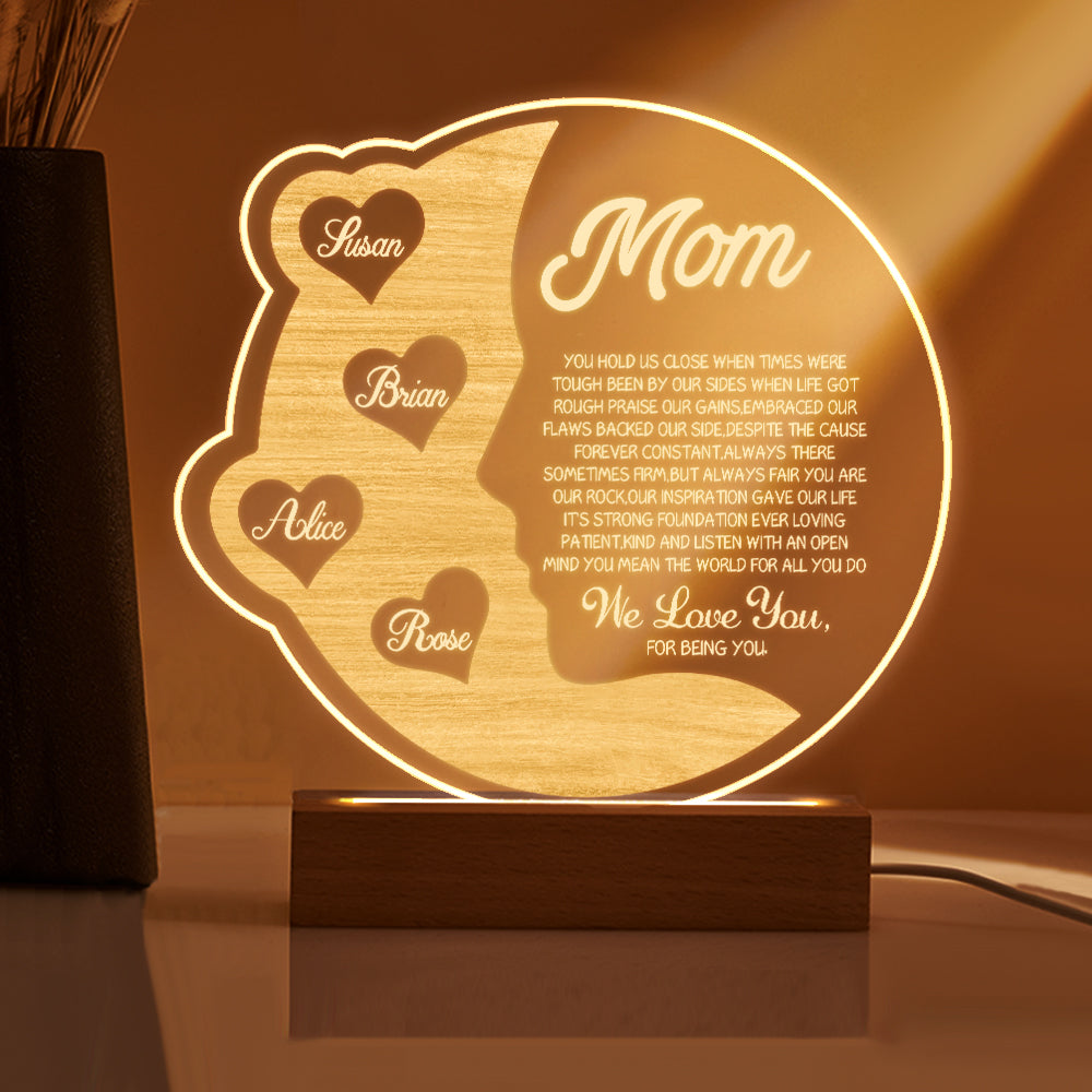 Crescent Moon Wooden Frame Lamp