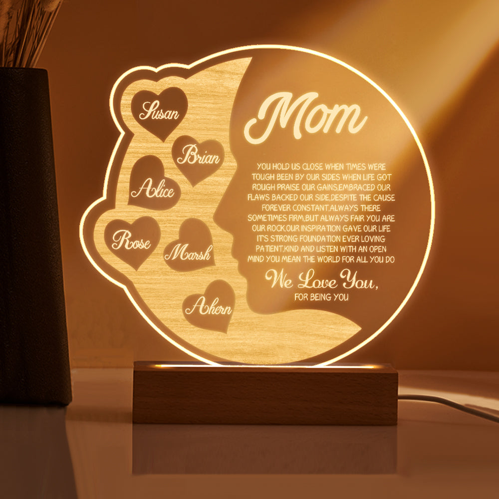 Crescent Moon Wooden Frame Lamp