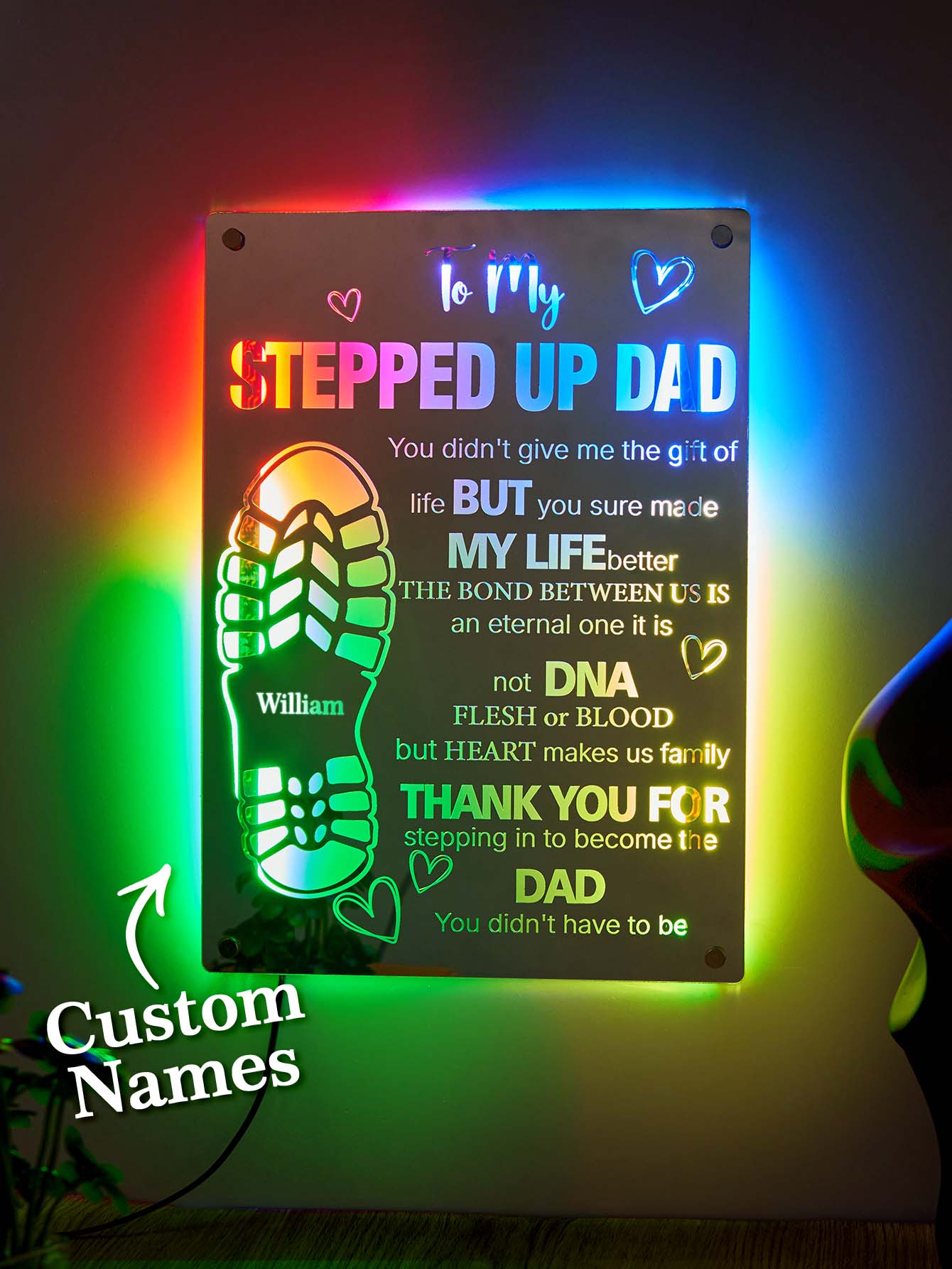 Dad Footprint Mirror Light