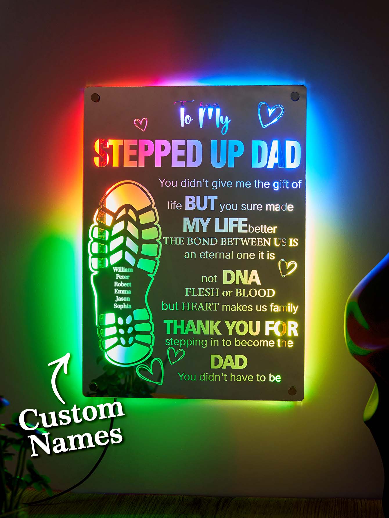 Dad Footprint Mirror Light