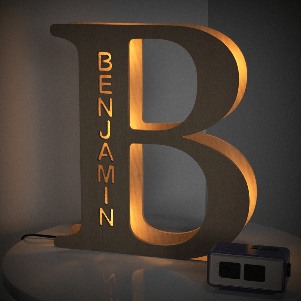 Wooden Letter Wooden Frame Lamp