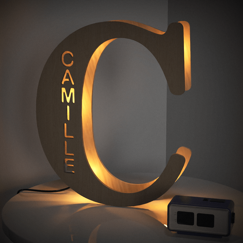 Wooden Letter Wooden Frame Lamp