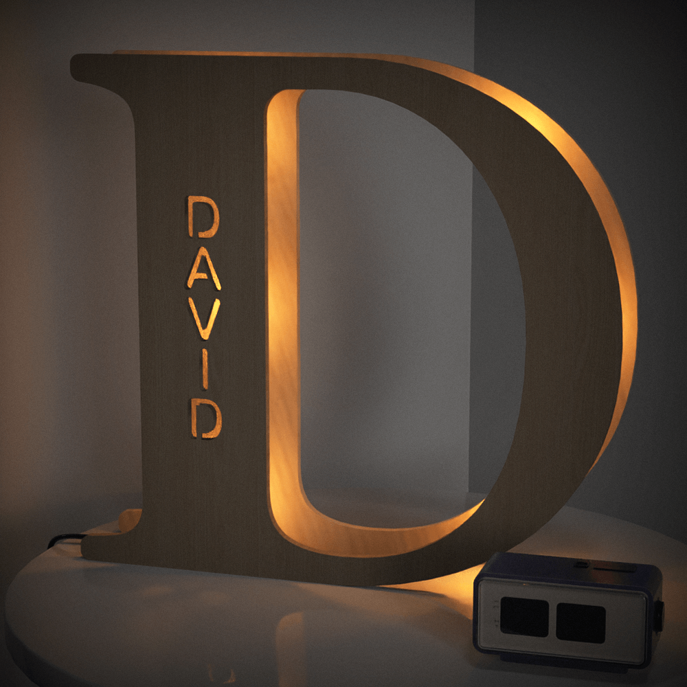 Wooden Letter Wooden Frame Lamp
