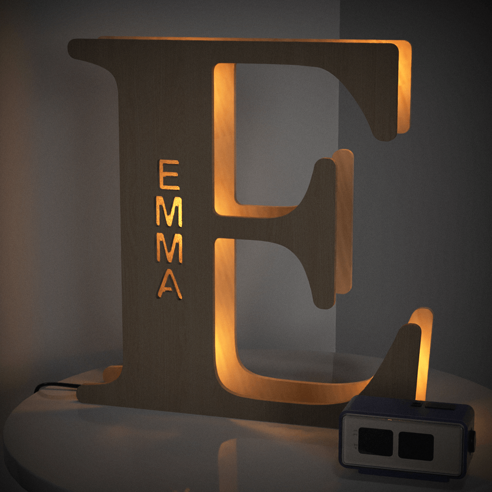 Wooden Letter Wooden Frame Lamp