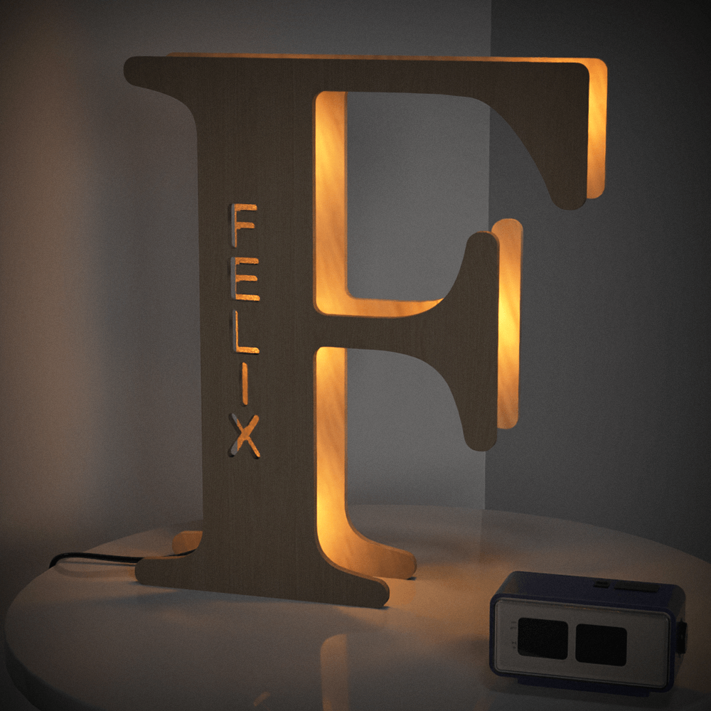 Wooden Letter Wooden Frame Lamp