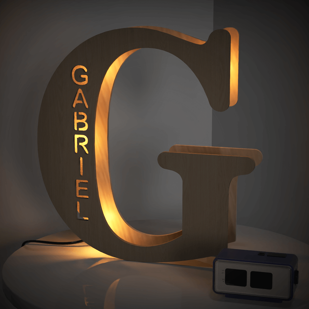 Wooden Letter Wooden Frame Lamp