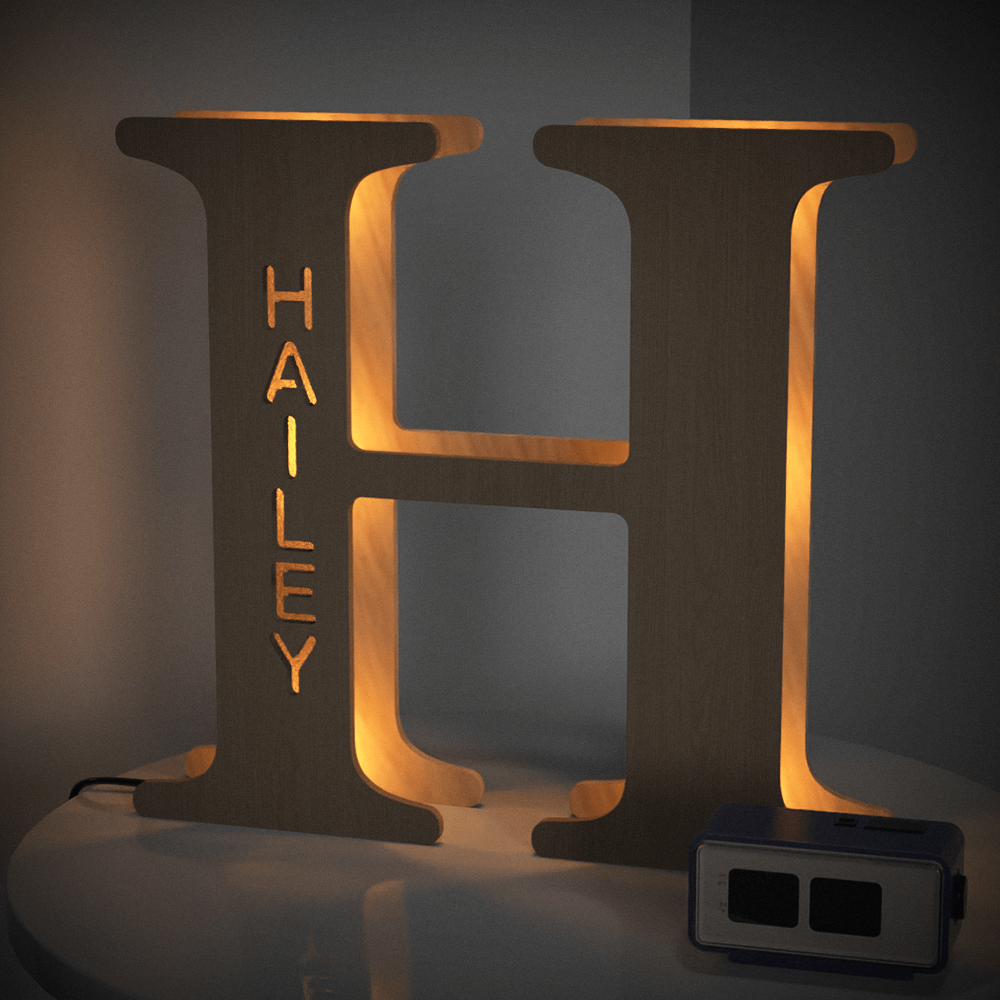 Wooden Letter Wooden Frame Lamp