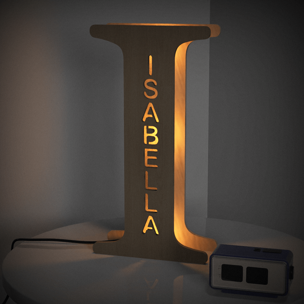Wooden Letter Wooden Frame Lamp