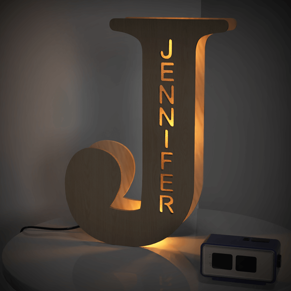 Wooden Letter Wooden Frame Lamp