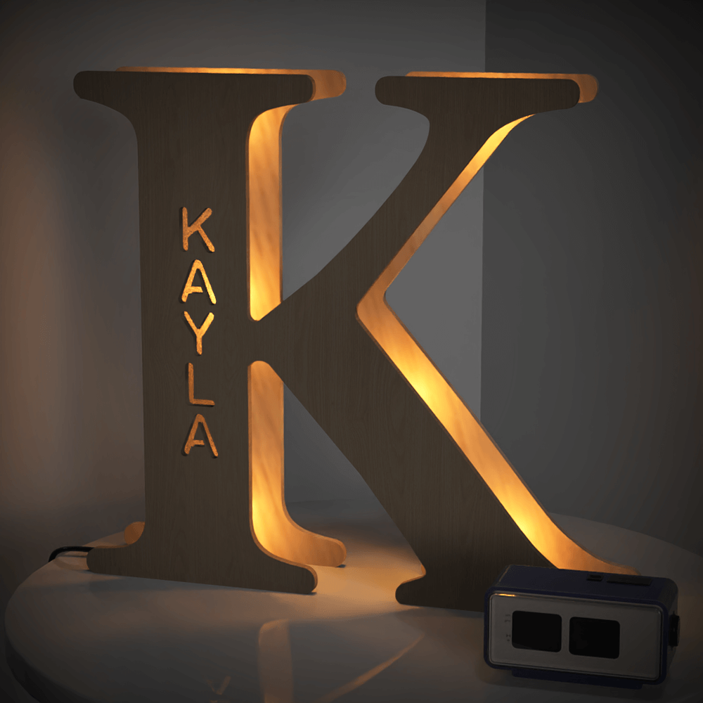 Wooden Letter Wooden Frame Lamp