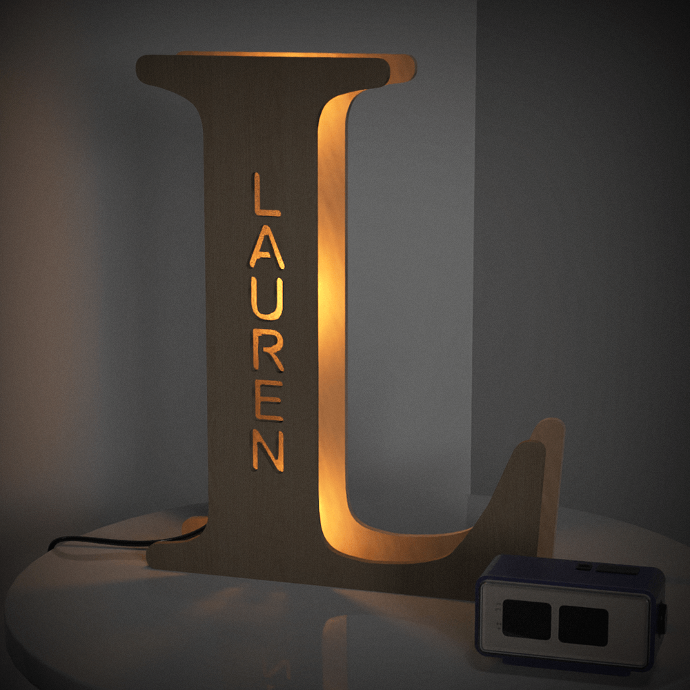 Wooden Letter Wooden Frame Lamp