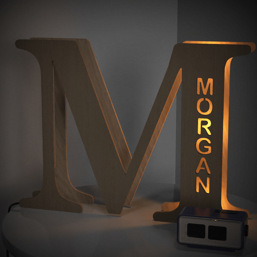 Wooden Letter Wooden Frame Lamp