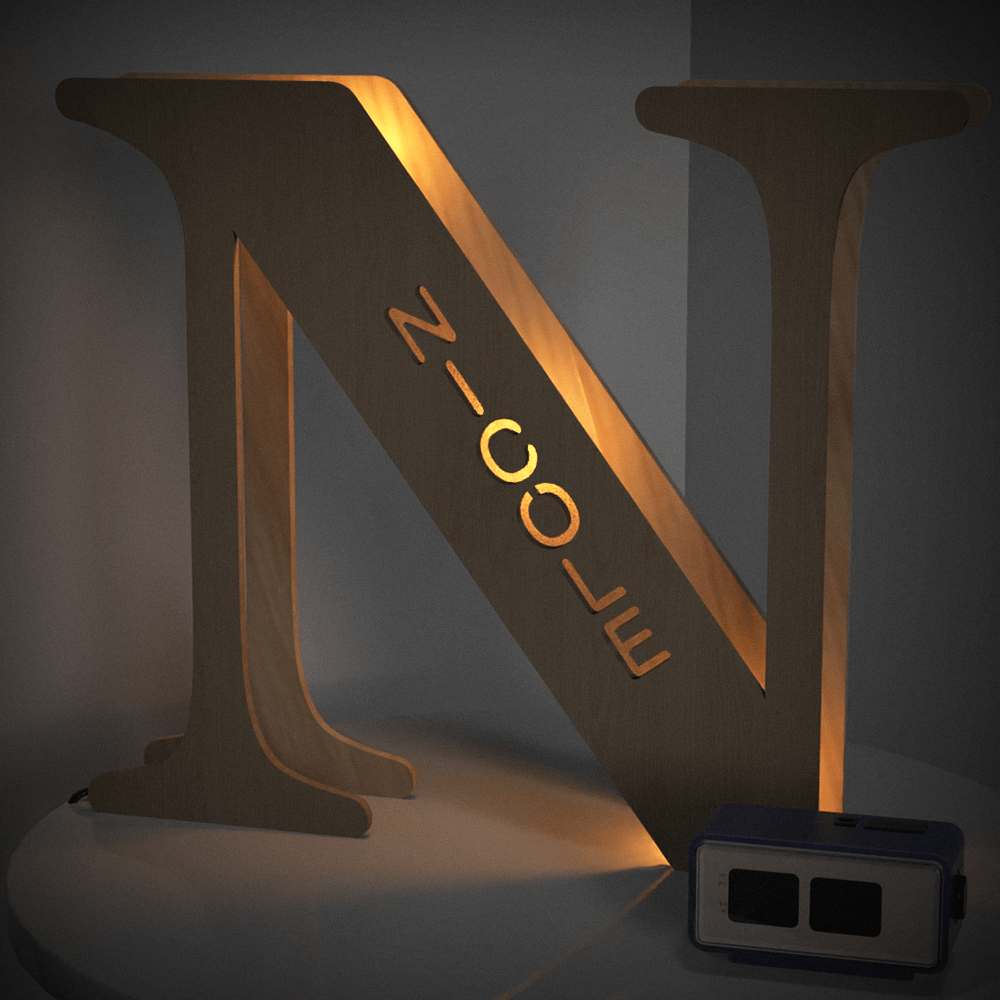 Wooden Letter Wooden Frame Lamp