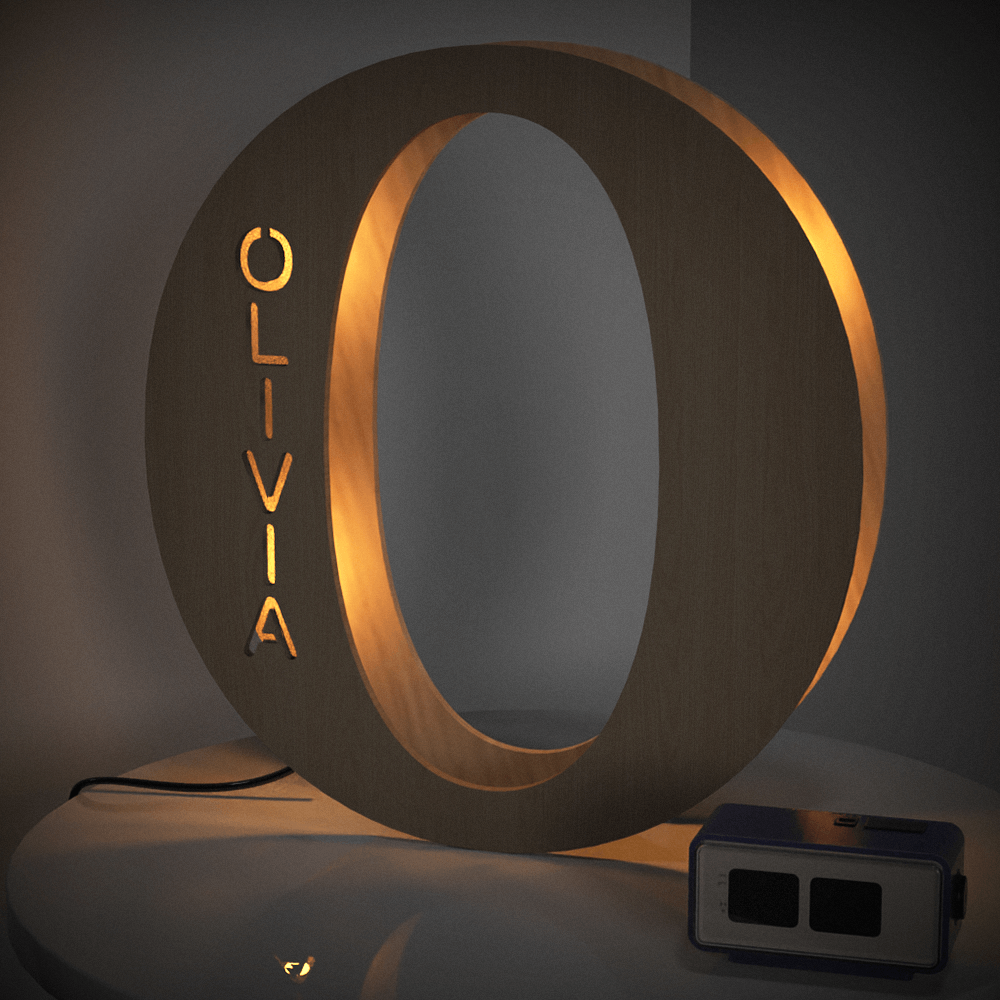 Wooden Letter Wooden Frame Lamp