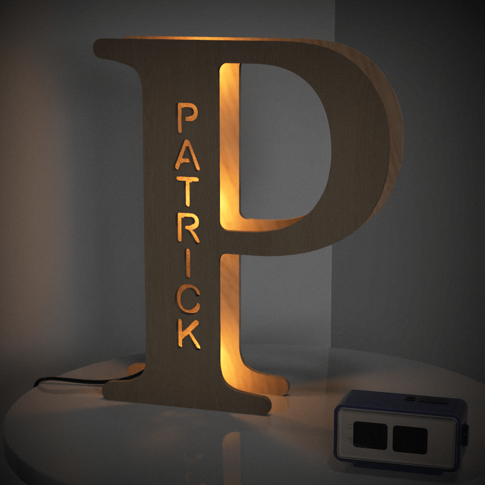 Wooden Letter Wooden Frame Lamp