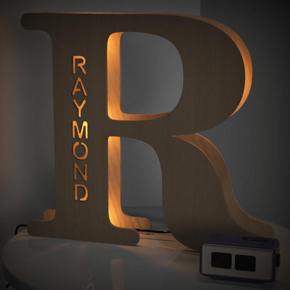 Wooden Letter Wooden Frame Lamp