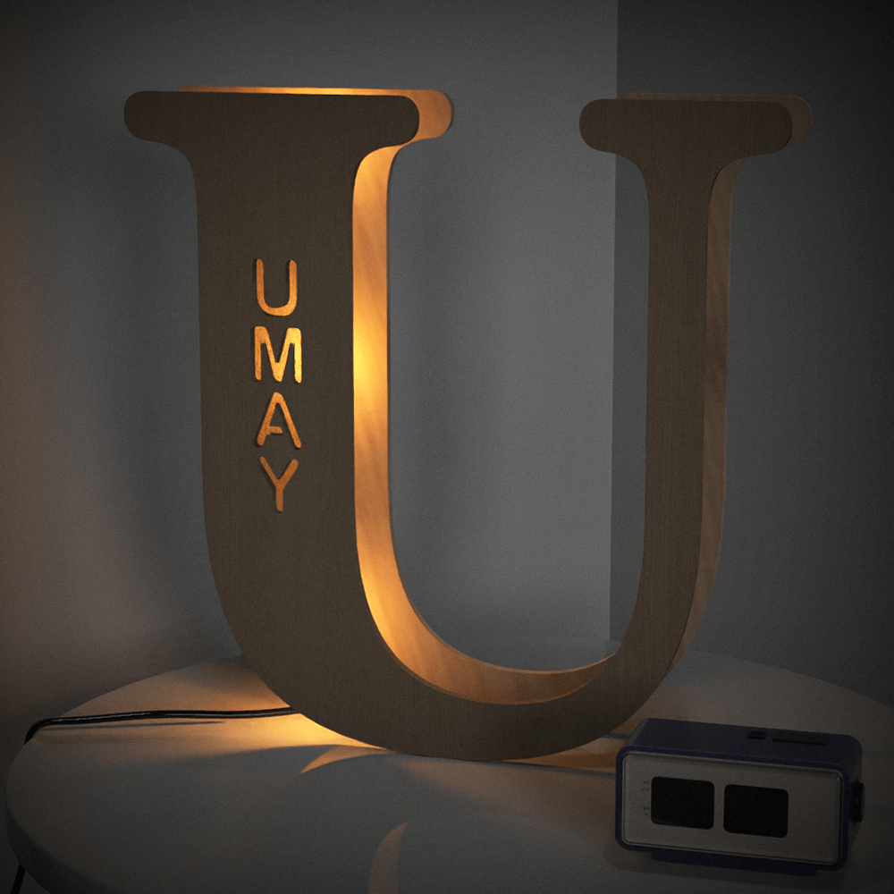 Wooden Letter Wooden Frame Lamp