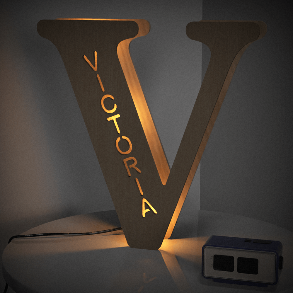 Wooden Letter Wooden Frame Lamp