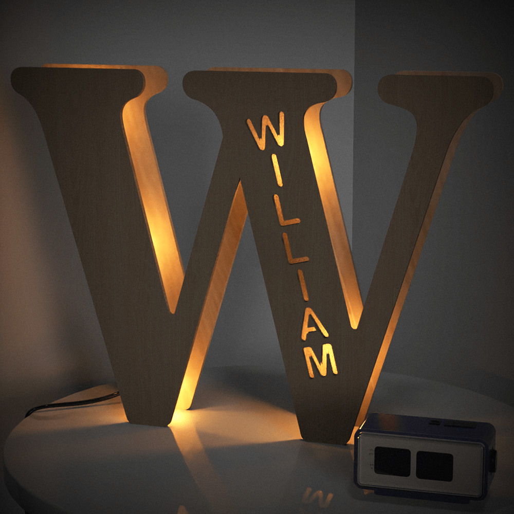Wooden Letter Wooden Frame Lamp