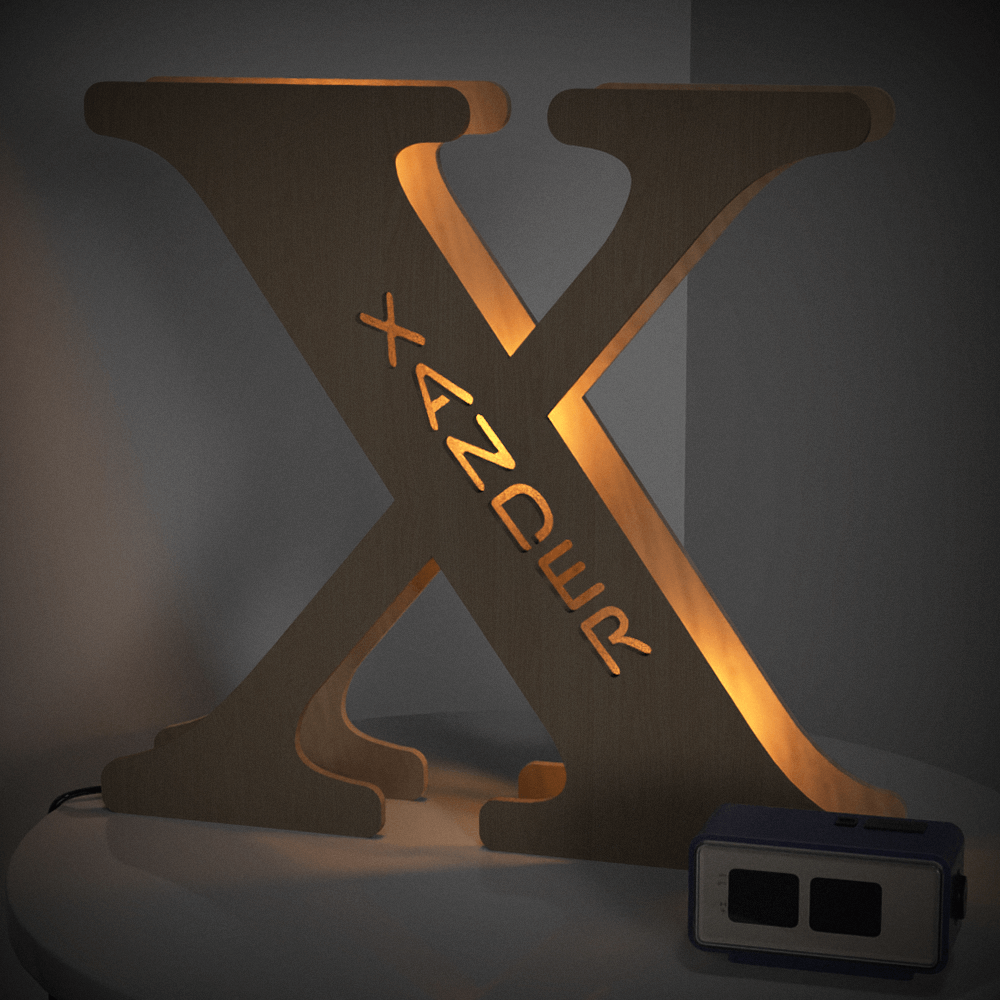 Wooden Letter Wooden Frame Lamp