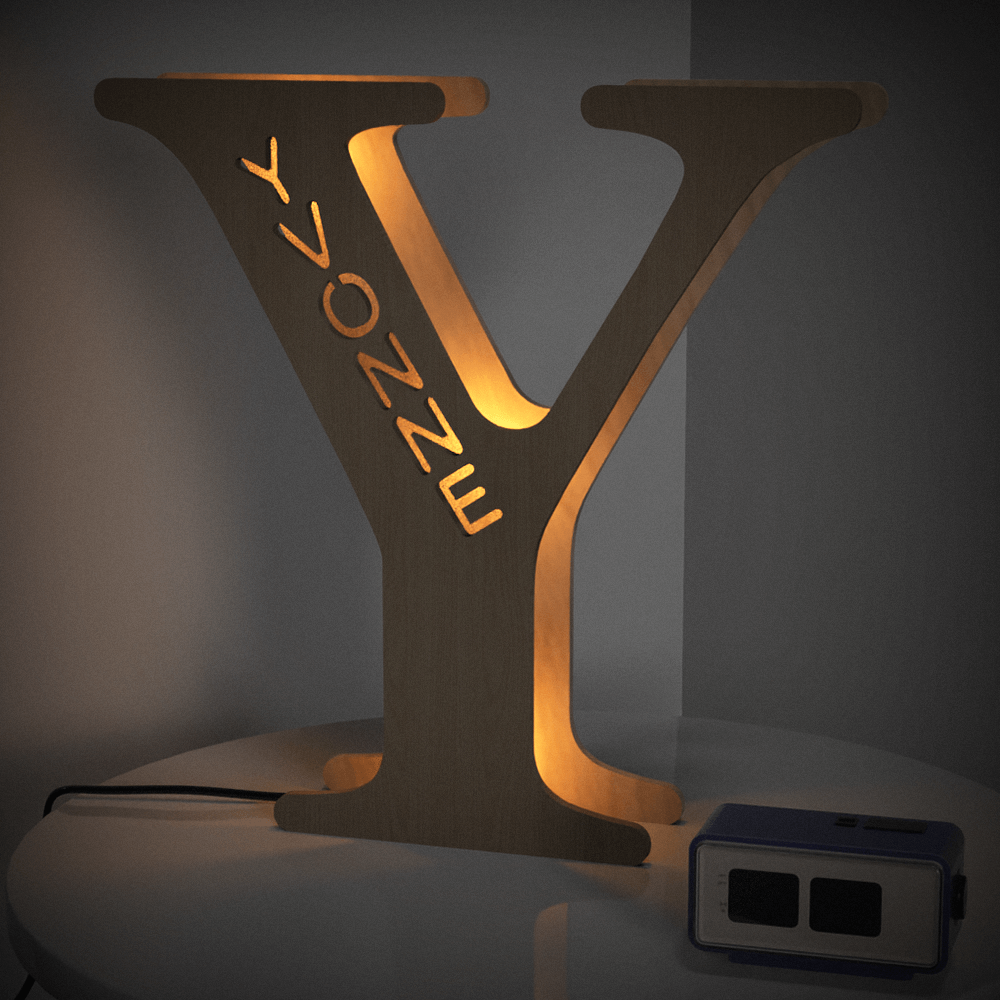 Wooden Letter Wooden Frame Lamp