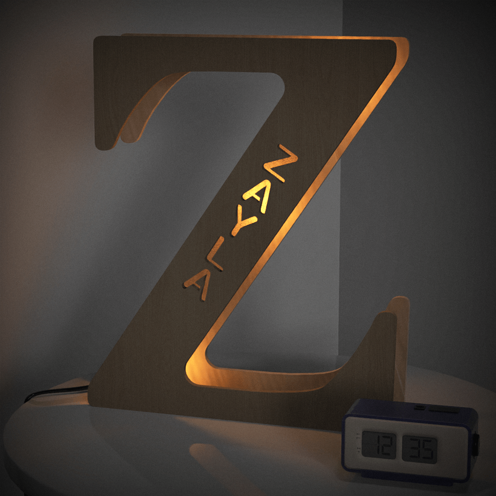 Wooden Letter Wooden Frame Lamp