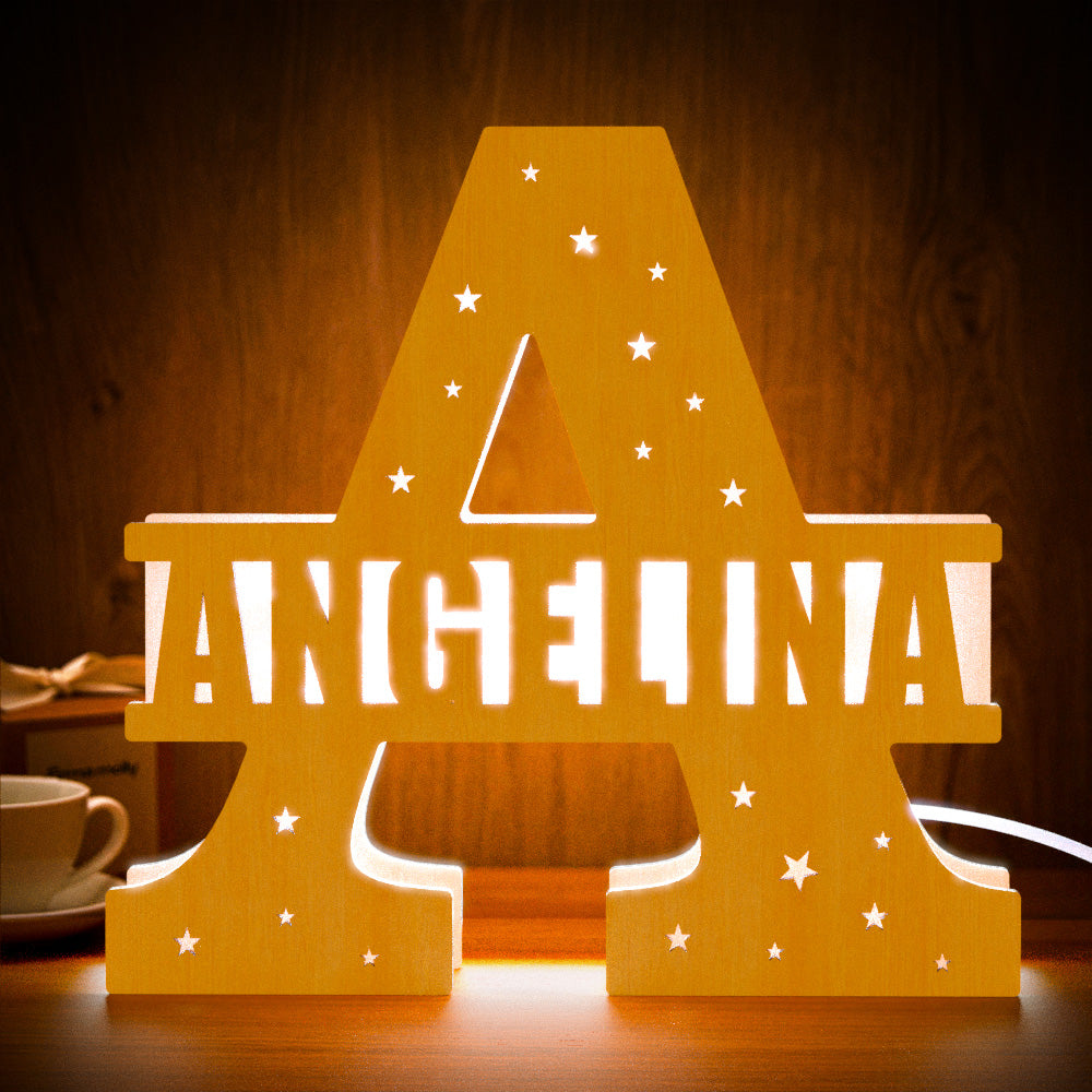 Initial Letter Wooden Frame Lamp