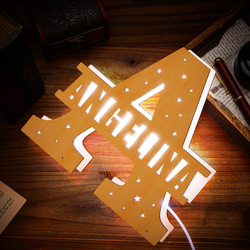 Initial Letter Wooden Frame Lamp