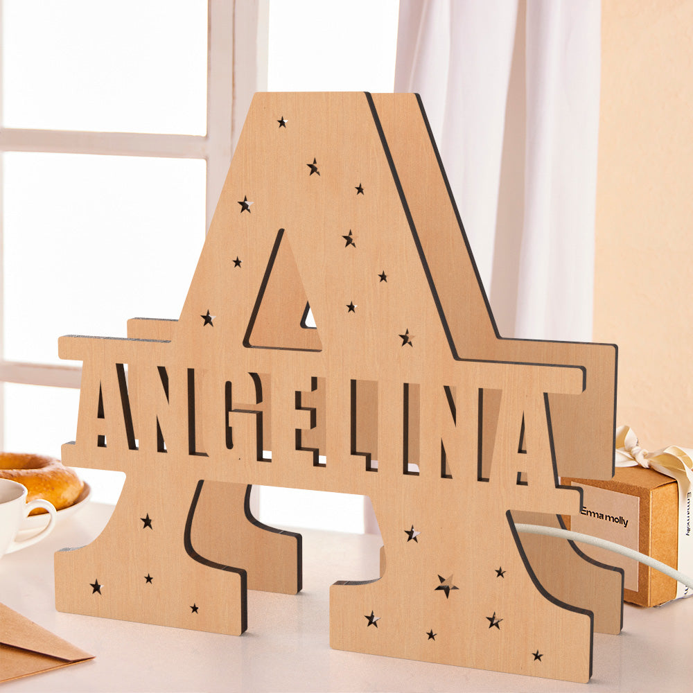 Initial Letter Wooden Frame Lamp